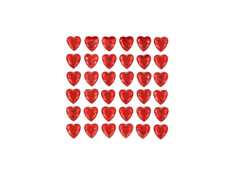 Naklejki rubinowe, Serca, czerwone, 36 szt. zdjęcie 1