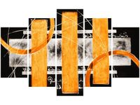 70 100CM OBRAZ 5 ELEM POMARAŃCZOWA ABSTRAKCJA DRUK PŁÓTNO