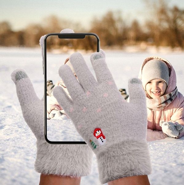 Ciepłe Dotykowe Rękawiczki Damskie Haftowane zdjęcie 9