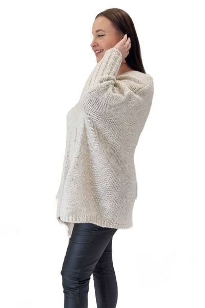Asymetryczny Sweter Oversize Beżowy UNI zdjęcie 7