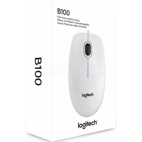 Mysz optyczna Logitech B100 USB biała na Arena.pl