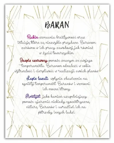 Bransoletka Znak Zodiaku BARAN Naturalne Kamienie Zodiak na Arena.pl