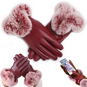 RĘKAWICZKI ZIMOWE DOTYKOWE OCIEPLANE Z FUTERKIEM