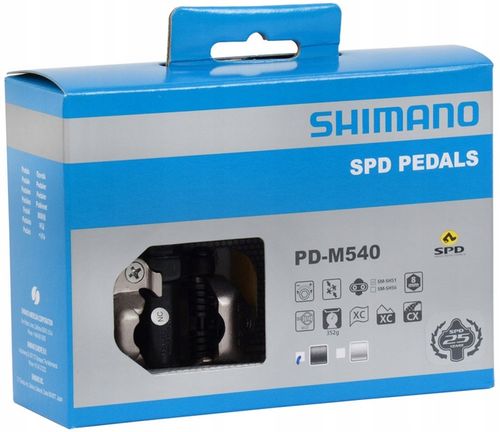 Pedały Rowerowe Zatrzaskowe SPD Shimano PD-M540 + Bloki Czarne BOX Oryginał na Arena.pl