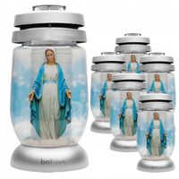 Niebieski ZNICZ BOLSIUS Z Maryją TRADYCYJNY NA GRÓB 6szt + WKŁAD GRATIS