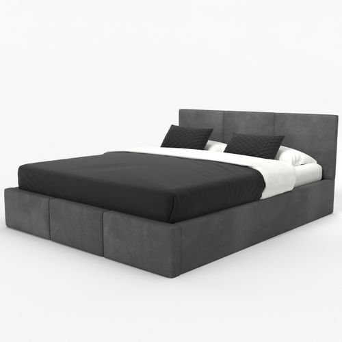 ŁÓŻKO TAPICEROWANE 180x200 ŁÓŻKO PODWÓJNE Z POJEMNIKIEM GRAFITOWE na Arena.pl