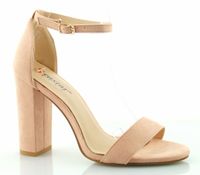 Sandały zamszowe na słupku 10,5 cm. różowe Rozmiar obuwia - 40