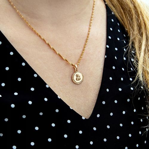 ZŁOTY ŁAŃCUSZEK NA KOMUNIĘ, CHRZEST, BIERZMOWANIE 18K MATKA BOSKA + GRAWER na Arena.pl