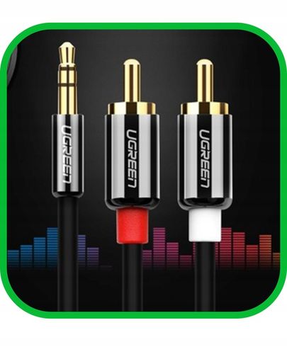 Kabel Przewód Audio JACK 3,5 mm 2x RCA Chinch STEREO 5M HQ Pozłacany na Arena.pl