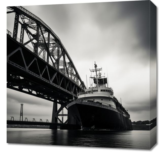 Obraz 60x60cm Statek przy Moście zdjęcie 1