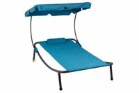 Leżak ogrodowy z dachem i kołami - 202 x 139 x 152 cm