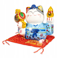 SKARBONKA MANEKI-NEKO JAPOŃSKI KOT KOTEK SZCZĘŚCIA DUŻA PORCELANOWA FIGURKA