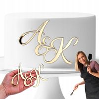 TOPPER na tort WESELNY ROCZNICA INICJAŁY toper dekoracje lustro złote napis