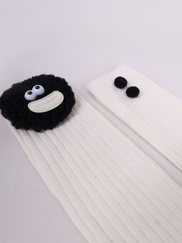 Skarpety prążkowane zabawna buźka ecru onesize YOCLUB na Arena.pl