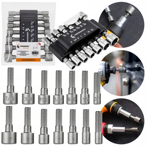 ZESTAW KLUCZY NASADOWYCH NASADKI BITY WKRĘTAKI WIERTARKI 14 el. VERGIONIC na Arena.pl