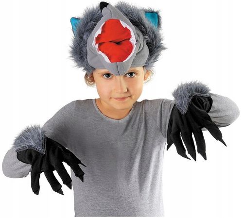 Zestaw Strój WILK Czapka Rękawiczki Ogon Karnawał Bajka Czerwony Kapturek na Arena.pl