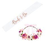 Akcesoria na wieczór panieński Bride to Be wianek szarfa