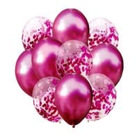 zestaw balonów metalicznych bordowych i konfetti 33 cm, 10 sztuk
