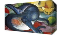 Obraz 30x20cm Two Cats, Blue and Yellow, Marc Vintage do Salonu