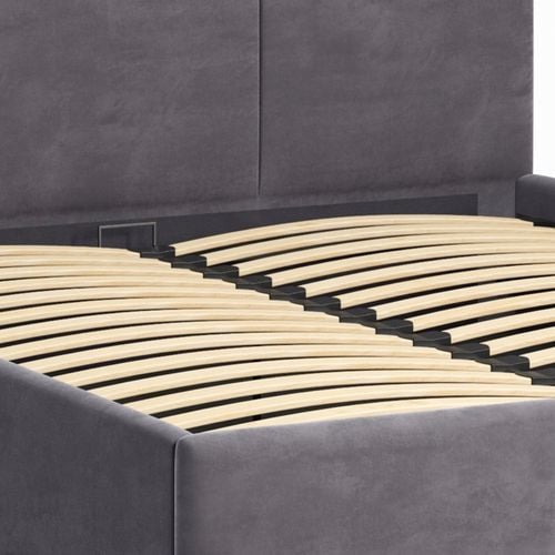 Łóżko tapicerowane 160×200 z pojemnikiem i zagłówkiem Nela szare na Arena.pl