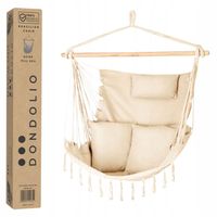 Fotel Brazylijski Boho Huśtawka Krzesło wiszące + 3 Poduszki 150kg Dondolio