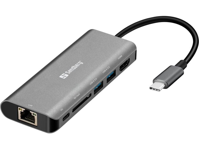 Sandberg USB-C Dock HDMI+LAN+SD+USB100W zdjęcie 1