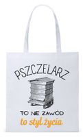 Dla Pszczelarza Na Prezent Torba Eco Biała Shopper Z Nadrukiem Ze Zdjęciem