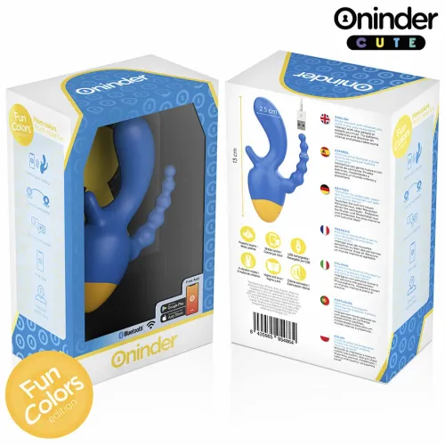oninder cute triple vibrator z aplikacją - 9 trybow, usb, niebiesko-żołty na Arena.pl