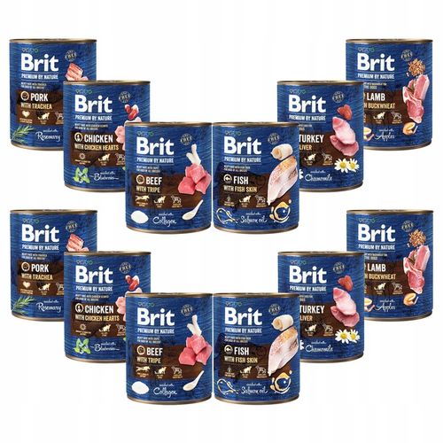 BRIT BY NATURE Karma mokra dla psa mix smaków 12 x 800g ADULT Bezzbożowa na Arena.pl