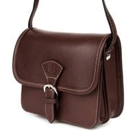 VERA PELLE torebka damska skórzana listonoszka z paskiem V482 c.brązowa