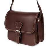 VERA PELLE torebka damska skórzana listonoszka z paskiem V482 c.brązowa