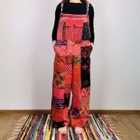 Ogrodniczki PATCHWORK - Czerwone Tony | Indie