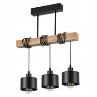 LAMPA SUFITOWA LOFT LED 3X E27 DĄB CZARNY DREWNO
