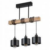 LAMPA SUFITOWA LOFT LED 3X E27 DĄB CZARNY DREWNO
