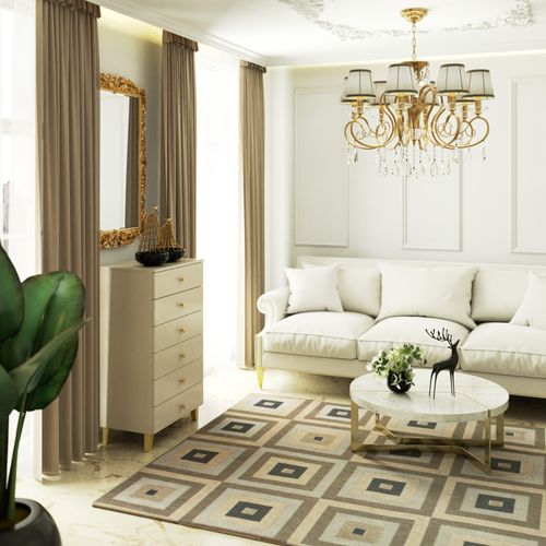 Komoda do salonu MOBI 60 cm 6 szuflad szafka glamour - kaszmir złoty na Arena.pl