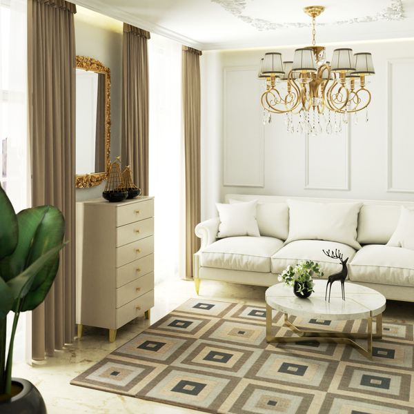 Komoda do salonu MOBI 60 cm 6 szuflad szafka glamour - kaszmir złoty zdjęcie 8