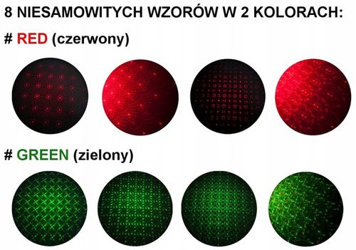 PROJEKTOR LASEROWY ŚWIĄTECZNY LASER RG LAMPKI KOLORY 8w1 STAR SHOWE PREZENT na Arena.pl
