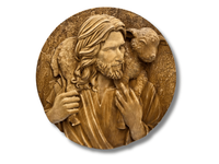 Pamiątka Płaskorzeźba Jezus z Barankiem Drewniana Chrzest Komunia Ślub 29