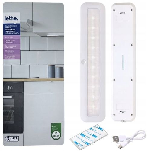LETHE Akumulatorowa lampka Led podszafkowa 30,5cm czujnik ruchu i zmierzchu na Arena.pl