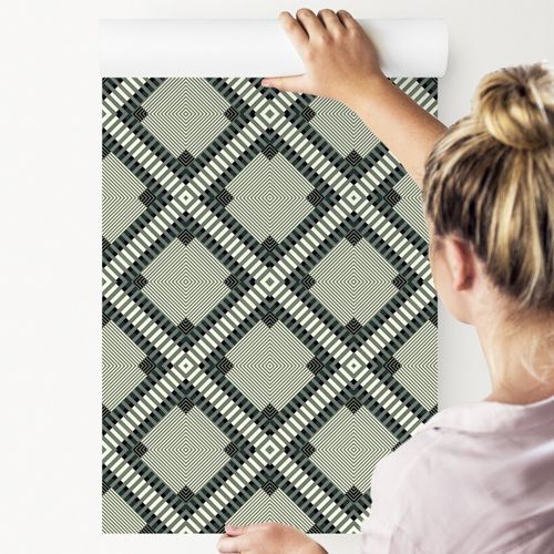 Tapeta Do Przedpokoju Wzór GEOMETRYCZNY Styl Retro na Arena.pl