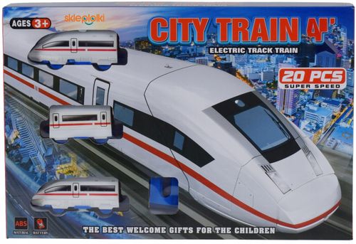 Zabawka pociąg tory z zestawem znaków kolejowych i akcesoriami na baterie na Arena.pl