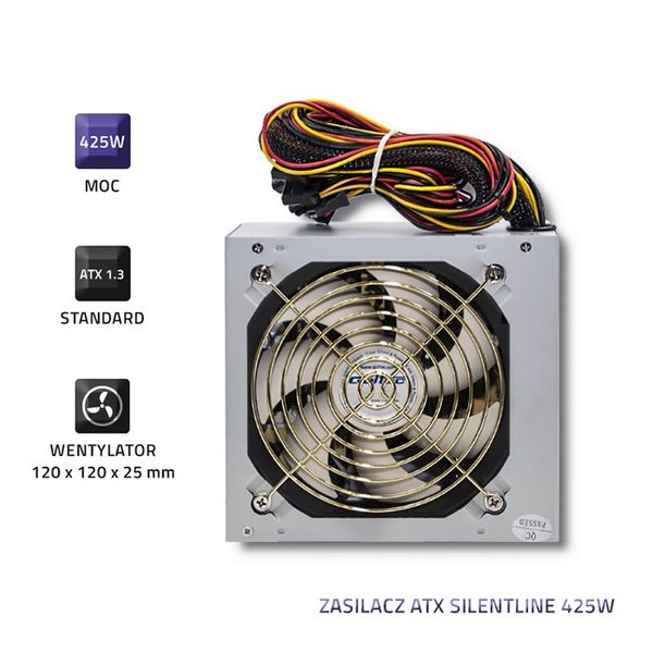 Qoltec Zasilacz ATX SilentLine 425W zdjęcie 3