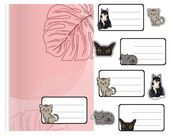 NAKLEJKI NA ZESZYT ZESZYTY NALEPKA 8szt - KOTY KOTKI ZWIERZĘTA + GRATIS