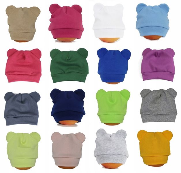 BAWEŁNIANE CZAPECZKI DLA NOWORODKÓW kolory MISIE zdjęcie 1