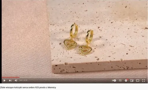 ZLOTE KOLCZYKI WISZĄCE SERCA, KOLCZYKI ANGIELSKIE SREBRO POZŁCANE na Arena.pl
