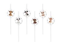 Słomki papierowe Pieski, 6 szt.