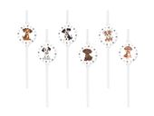 Słomki papierowe Pieski, 6 szt.