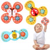 FIDGET SPINNER Z PRZYSSAWKĄ SENSORYCZNĄ KĄPIEL PREZENT GRZECHOTKA 3 SZTUKI