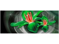 100X40CM ZIELONE KOSMICZNE KWIATY JAKUB BANAŚ OBRAZ DREWNO