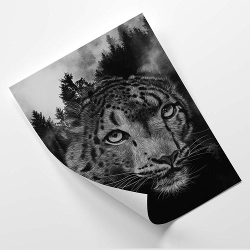 Plakat, Leopard na tle lasu 50x70 na Arena.pl